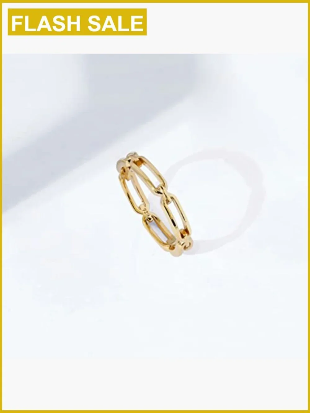 14K Gold Plated Sterling Silver Chain Link Band Ring Size 6